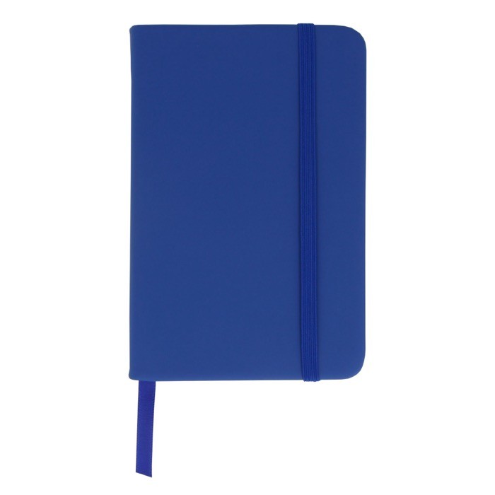 Libreta de RPET y PU de colores vivos con cinta a juego y papel FSC A6 color azul segunda vista