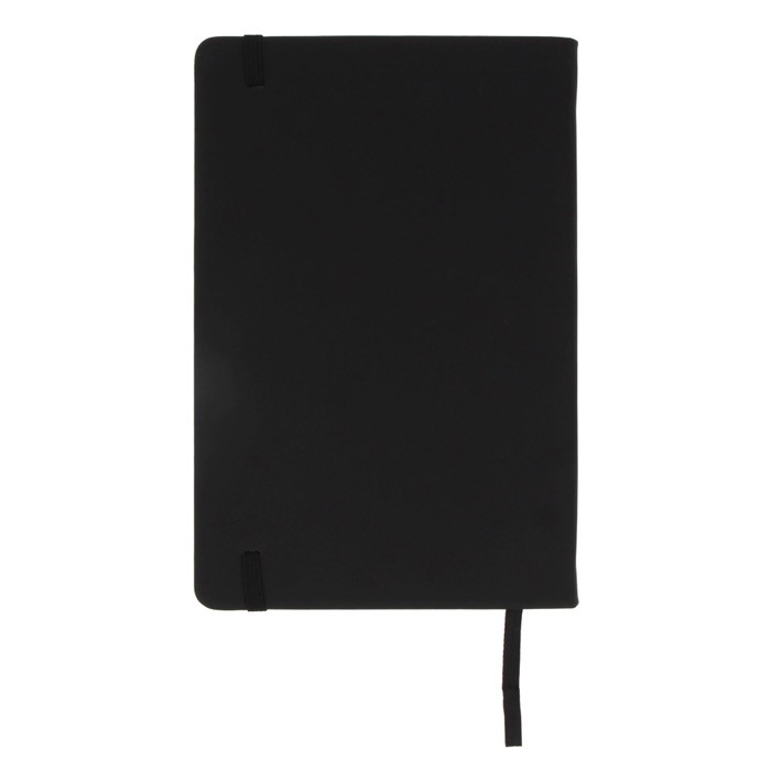 Libreta de RPET y PU de colores vivos con cinta a juego y papel FSC A5 color negro tercera vista Libreta de RPET y PU de colores vivos con cinta a juego y papel FSC A5 color negro tercera vista