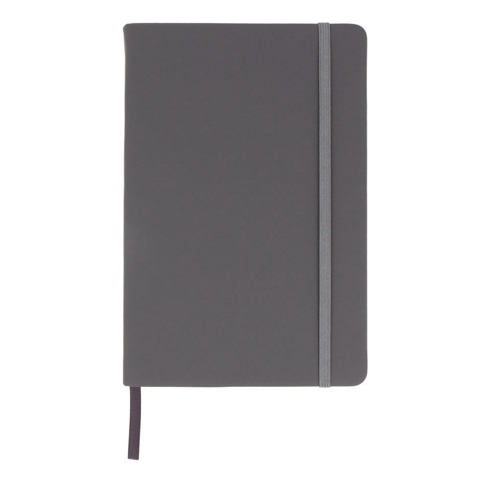 Libreta de RPET y PU de colores vivos con cinta a juego y papel FSC A5 color gris segunda vista Libreta de RPET y PU de colores vivos con cinta a juego y papel FSC A5 color gris segunda vista