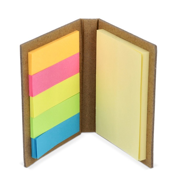 Notas adhesivas de 2 tamaños en cuadernillo de papel craft color natural cuarta vista Notas adhesivas de 2 tamaños en cuadernillo de papel craft color natural cuarta vista