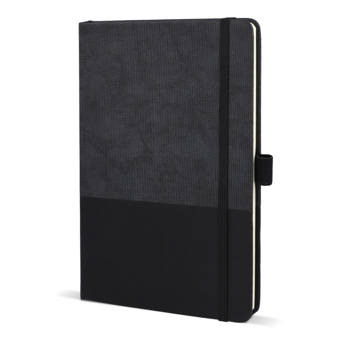 Libreta de cuero sintético de diseño original A5 hojas a rayas color negro