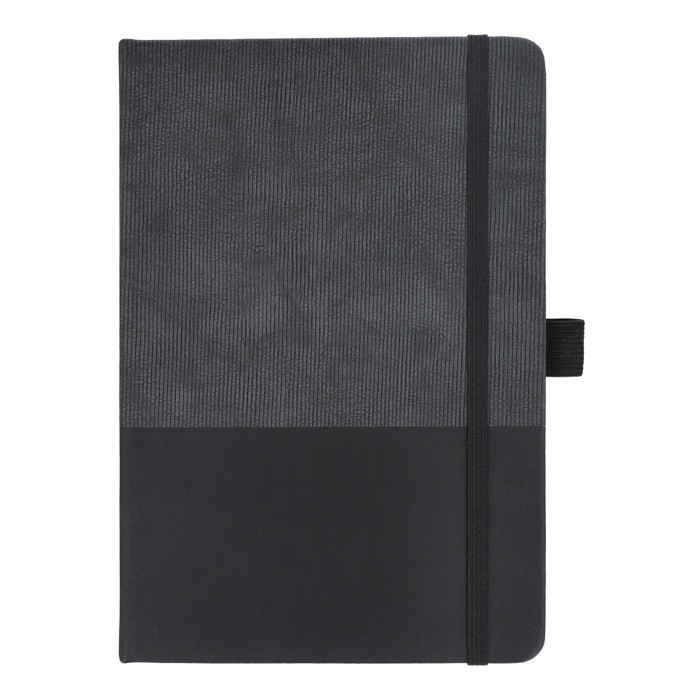 Libreta de cuero sintético de diseño original A5 hojas a rayas color negro segunda vista