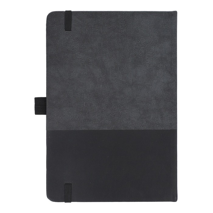 Libreta de cuero sintético de diseño original A5 hojas a rayas color negro tercera vista