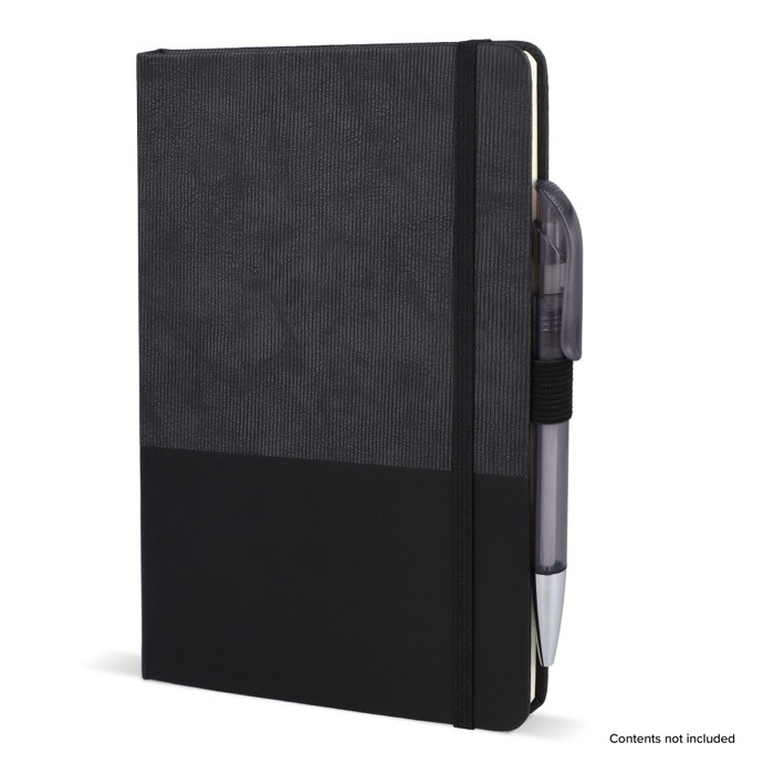 Libreta de cuero sintético de diseño original A5 hojas a rayas color negro quinta vista