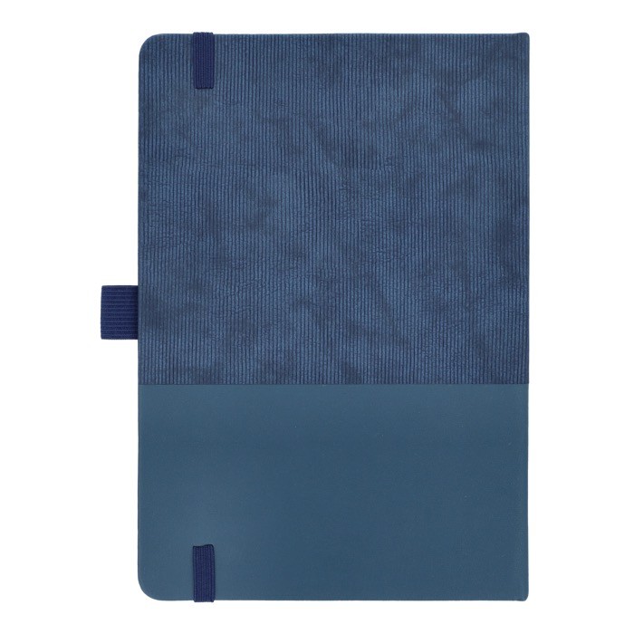 Libreta de cuero sintético de diseño original A5 hojas a rayas color azul oscuro tercera vista