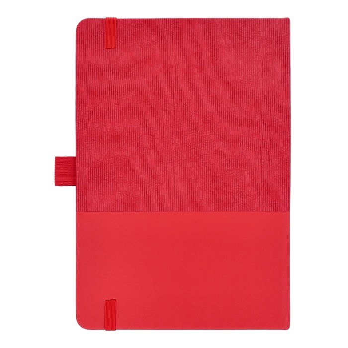 Libreta de cuero sintético de diseño original A5 hojas a rayas color rojo tercera vista