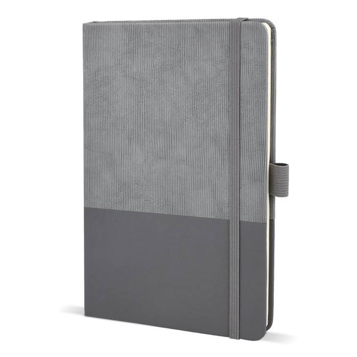 Libreta de cuero sintético de diseño original A5 hojas a rayas color gris