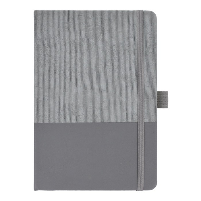 Libreta de cuero sintético de diseño original A5 hojas a rayas color gris segunda vista