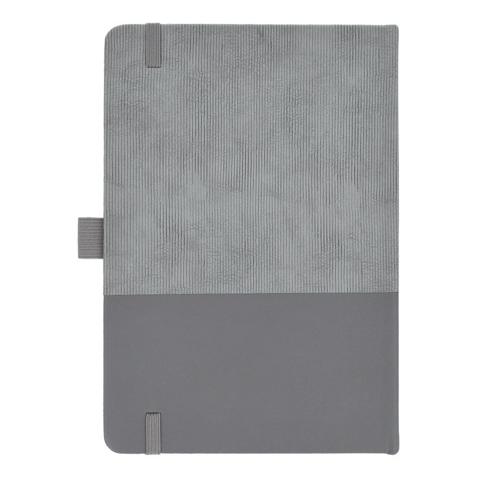 Libreta de cuero sintético de diseño original A5 hojas a rayas color gris tercera vista