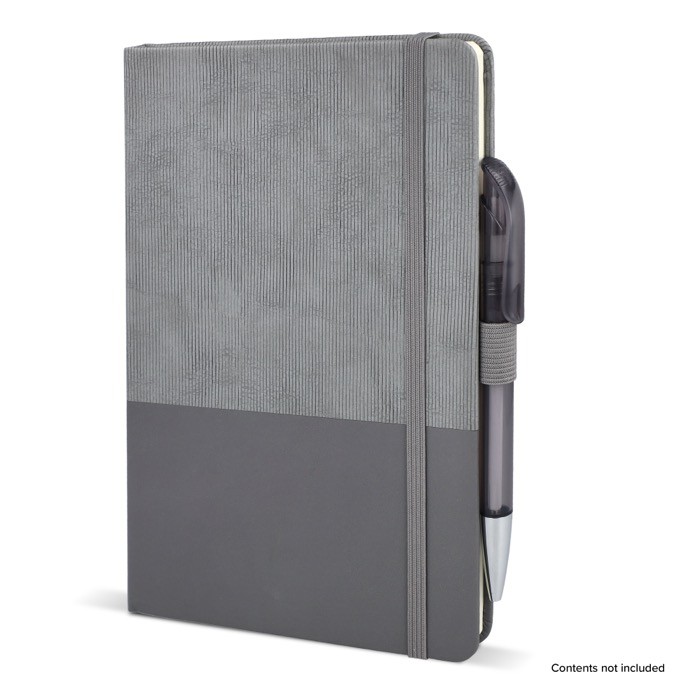 Libreta de cuero sintético de diseño original A5 hojas a rayas color gris quinta vista