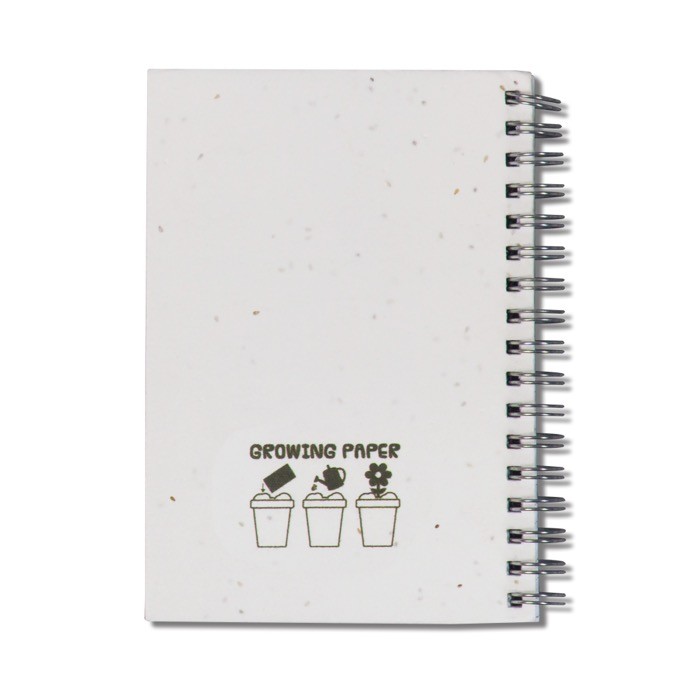 Cuaderno ecológico de papel de fumar con tapa biodegradable en flores color blanco segunda vista Cuaderno ecológico de papel de fumar con tapa biodegradable en flores color blanco segunda vista
