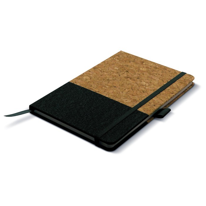 Libreta de corcho y piel vegana con correa elástica a juego A5 color negro Libreta de corcho y piel vegana con correa elástica a juego A5 color negro