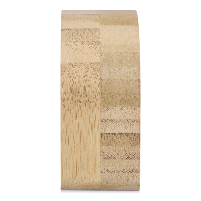 Reloj decorativo de sobremesa hecho de bambú natural personalizable color natural tercera vista Reloj decorativo de sobremesa hecho de bambú natural personalizable color natural tercera vista