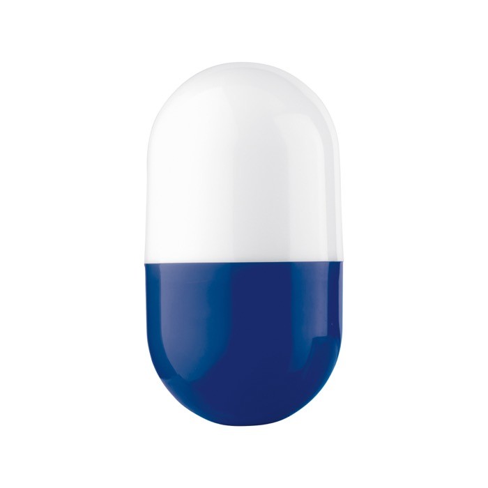 Lámpara portátil en forma ovalada con base de color y luz basculante color azul segunda vista