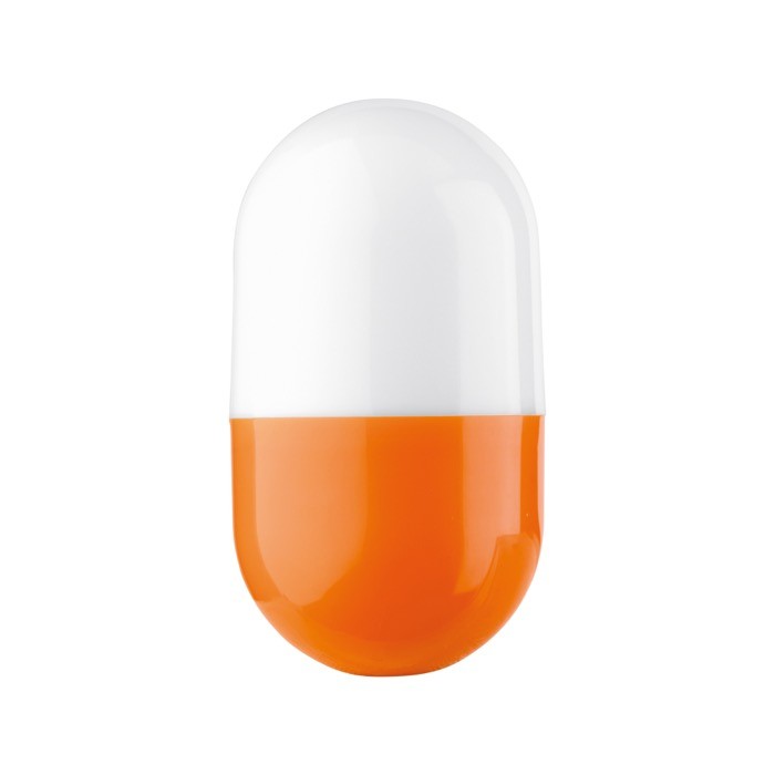 Lámpara portátil en forma ovalada con base de color y luz basculante color naranja segunda vista