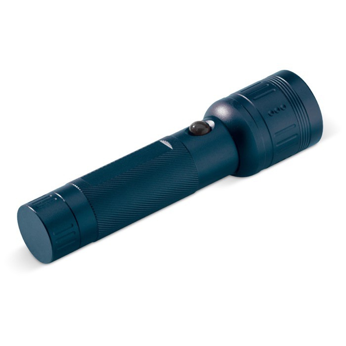 Linterna compacta de aluminio con luces LED y baterías incluidas color azul oscuro segunda vista Linterna compacta de aluminio con luces LED y baterías incluidas color azul oscuro segunda vista