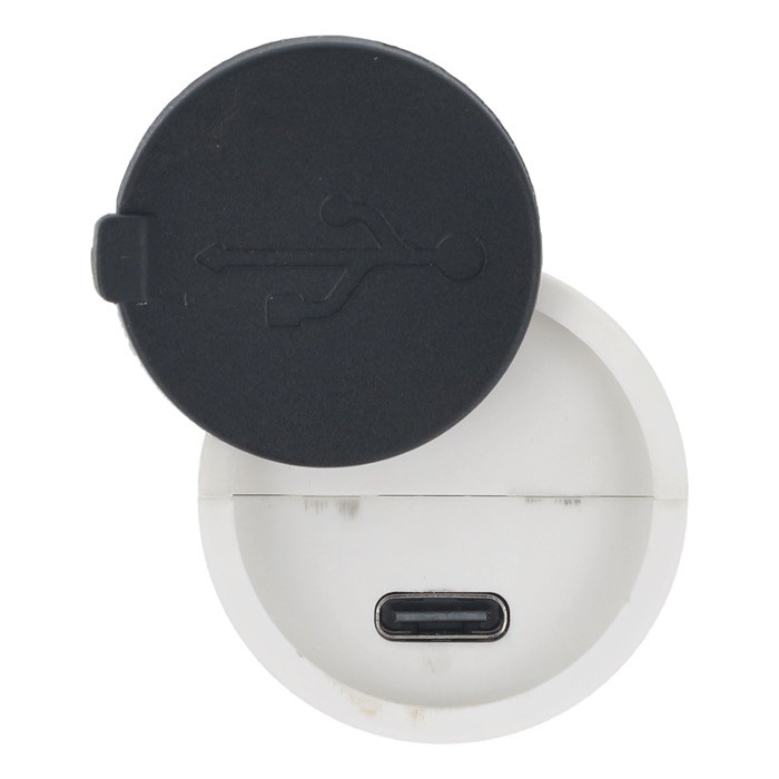 Linterna recargable de luz LED con varios modos y función zoom color blanco septima vista Linterna recargable de luz LED con varios modos y función zoom color blanco septima vista