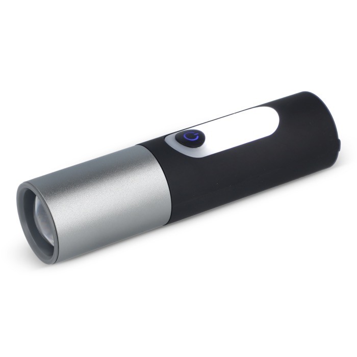 Linterna recargable de luz LED con varios modos y función zoom color negro Linterna recargable de luz LED con varios modos y función zoom color negro