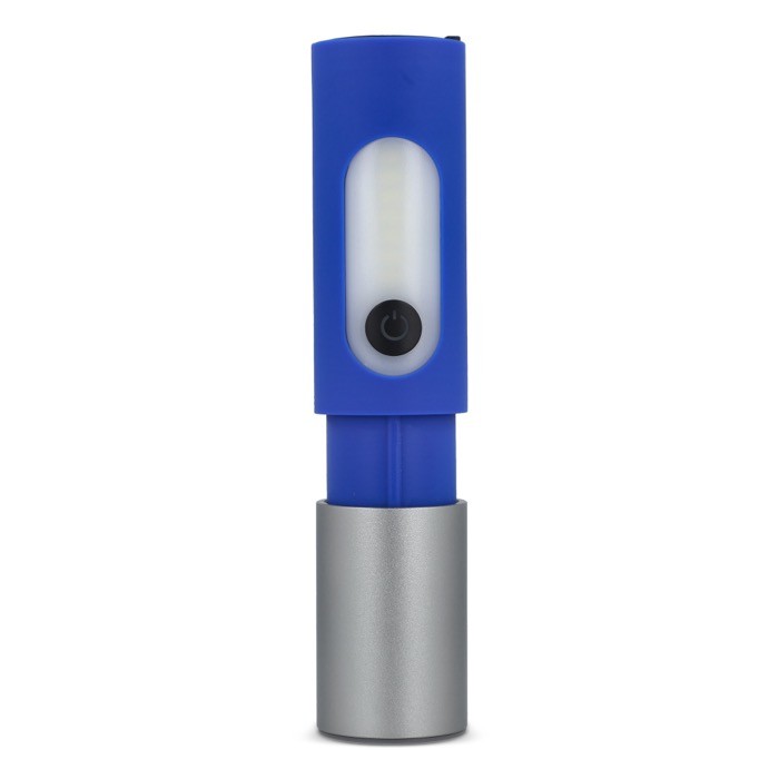 Linterna recargable de luz LED con varios modos y función zoom color azul tercera vista Linterna recargable de luz LED con varios modos y función zoom color azul tercera vista