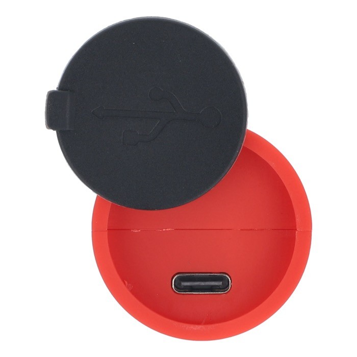 Linterna recargable de luz LED con varios modos y función zoom color rojo septima vista Linterna recargable de luz LED con varios modos y función zoom color rojo septima vista