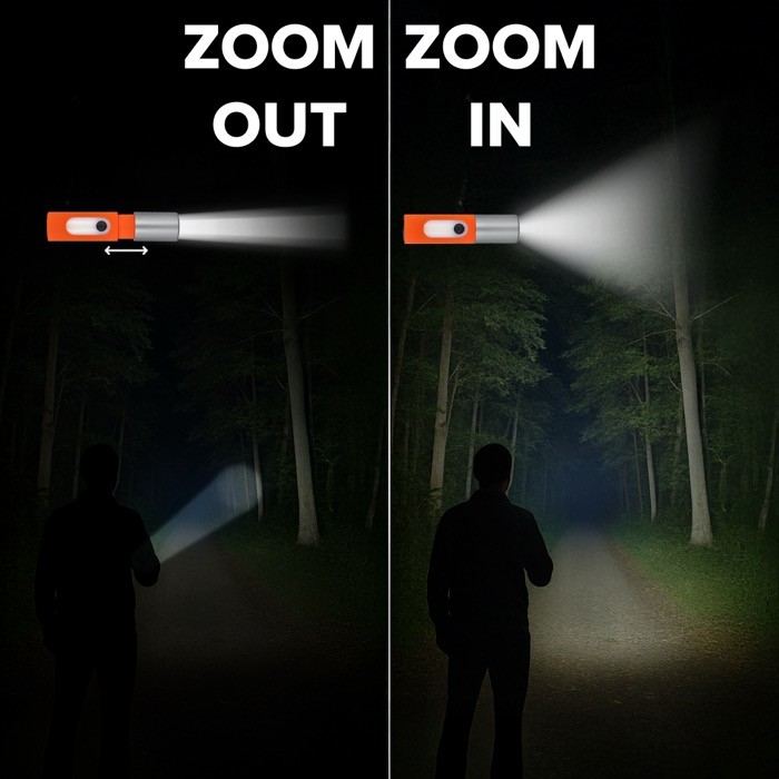 Linterna recargable de luz LED con varios modos y función zoom color rojo Linterna recargable de luz LED con varios modos y función zoom color rojo