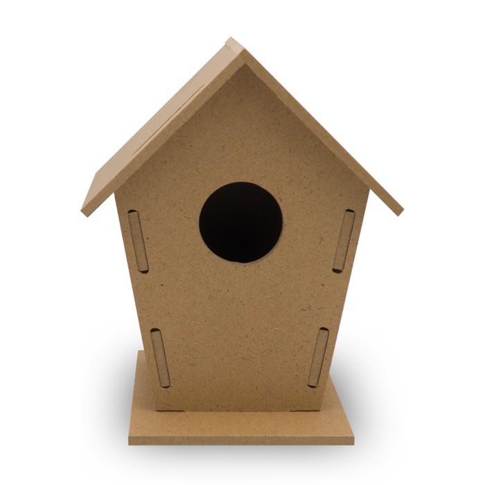 Casa de pájaros para construir con 7 piezas sin necesidad de herramientas color madera segunda vista Casa de pájaros para construir con 7 piezas sin necesidad de herramientas color madera segunda vista
