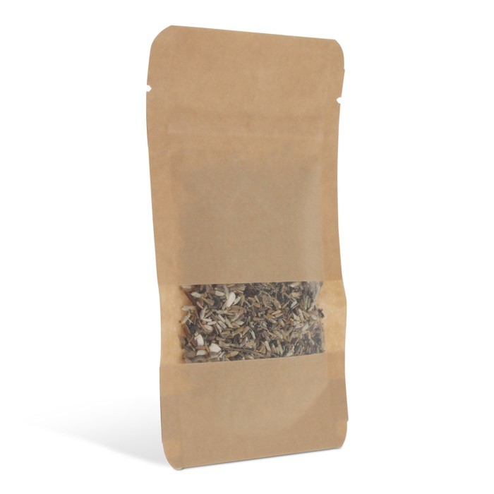 Bolsa de semilla de flores presentadas en bolsa de papel kraft color marrón cuarta vista Bolsa de semilla de flores presentadas en bolsa de papel kraft color marrón cuarta vista