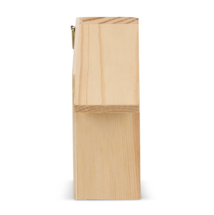 Pequeña casa ecológica para abejas hecha de mandera FSC color madera cuarta vista