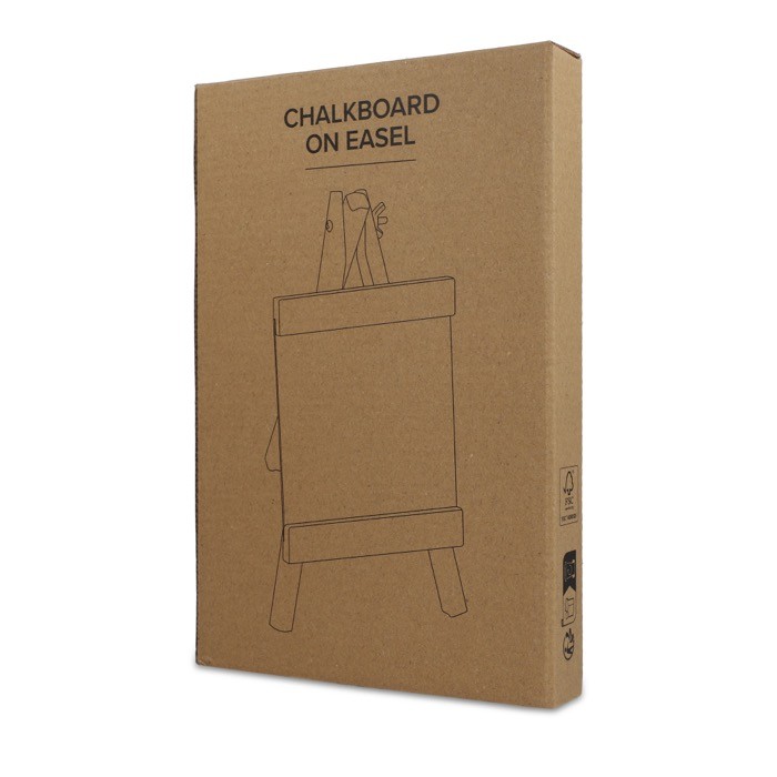 Pizarra en caballete de madera con tiza para pequeños mensajes color natural segunda vista Pizarra en caballete de madera con tiza para pequeños mensajes color natural segunda vista