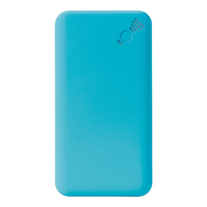 Batería externa inalámbrica rectangular de colores con ventosas color azul claro cuarta vista