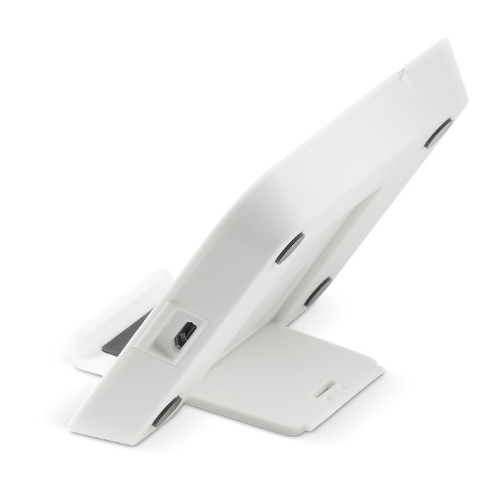 Cargador inalámbrico y soporte de acabado suave para móvil 5W color blanco tercera vista