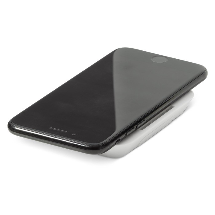 Cargador inalámbrico y soporte de acabado suave para móvil 5W color blanco quinta vista