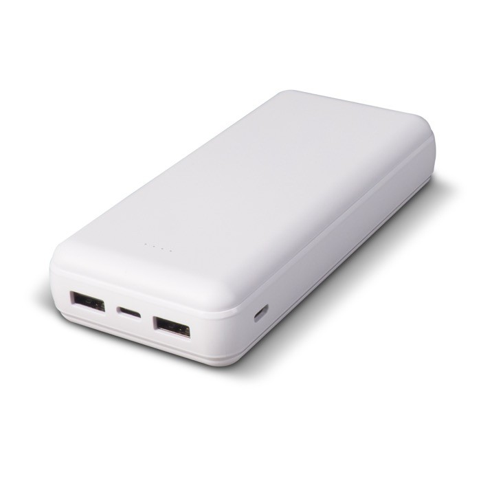 Batería externa con puertos USB-A y un puerto tipo C 16.000 mAh color blanco segunda vista Batería externa con puertos USB-A y un puerto tipo C 16.000 mAh color blanco segunda vista