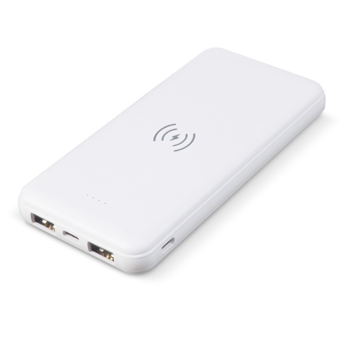Batería externa con puertos USB-A y un puerto tipo C 10.000 mAh color blanco segunda vista