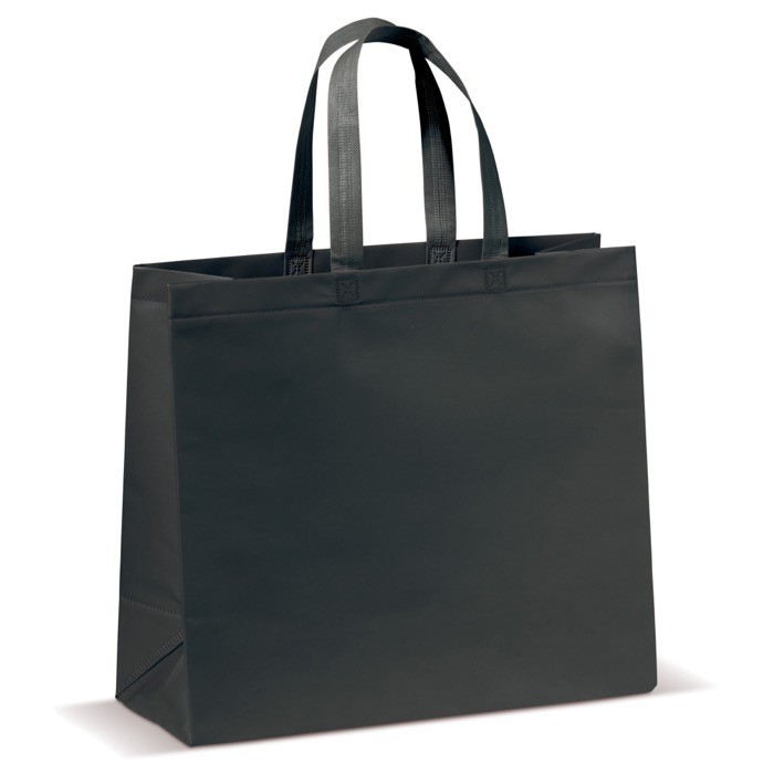 Bolsa de non woven laminado mate en varios colores con asas a juego color negro