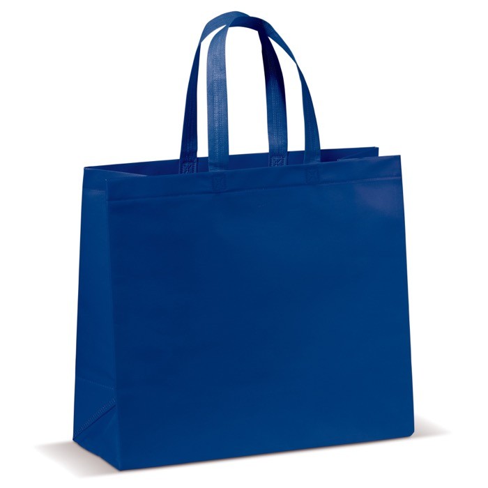 Bolsa de non woven laminado mate en varios colores con asas a juego color azul oscuro