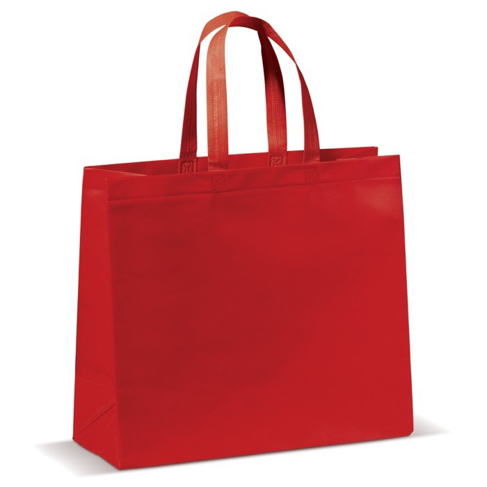 Bolsa de non woven laminado mate en varios colores con asas a juego color rojo