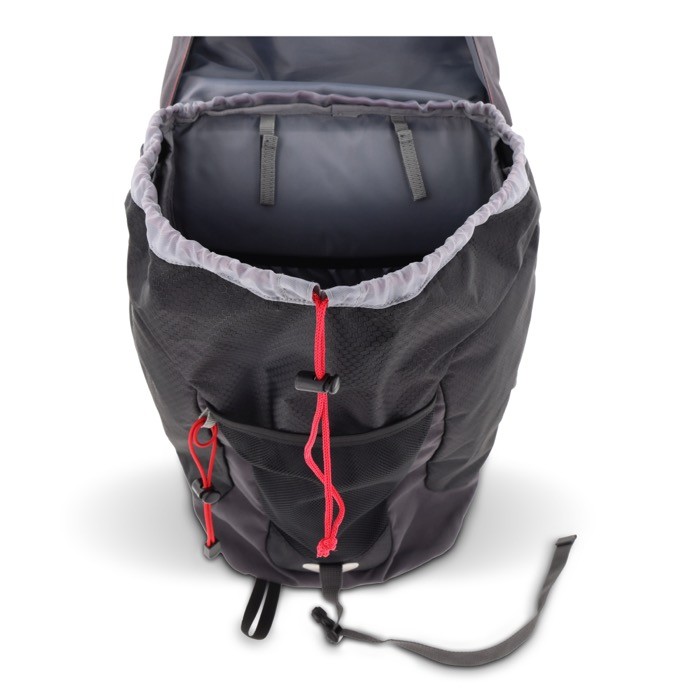 Mochila para viajes con los muchos compartimientos para senderismo 40L color negro cuarta vista