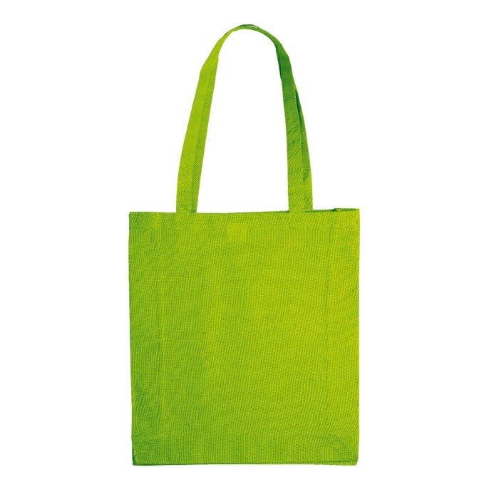 Bolsa de algodón OEKO-TEX de colores con fuelle 140 g/m2 color verde lima segunda vista Bolsa de algodón OEKO-TEX de colores con fuelle 140 g/m2 color verde lima segunda vista