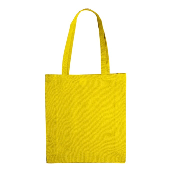 Bolsa de algodón OEKO-TEX de colores con fuelle 140 g/m2 color amarillo segunda vista Bolsa de algodón OEKO-TEX de colores con fuelle 140 g/m2 color amarillo segunda vista