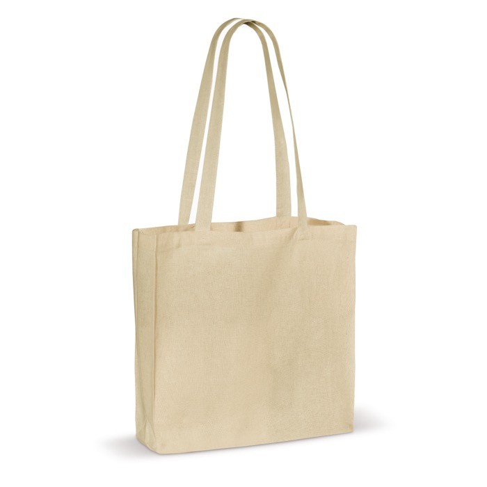 Bolsa de algodón grande con certificación OEKO-TEX con fuelle 140 g/m2 color beige Bolsa de algodón grande con certificación OEKO-TEX con fuelle 140 g/m2 color beige