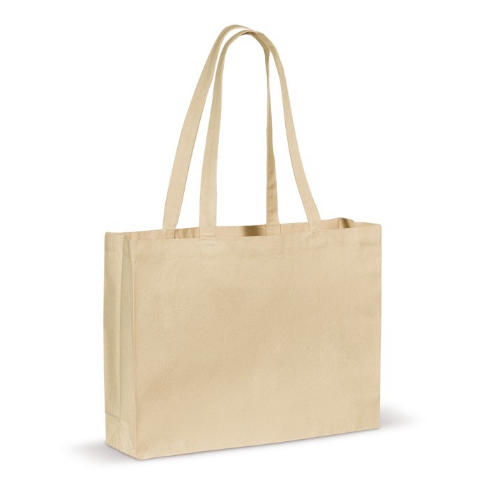 Bolsa de algodón con certificación OEKO-TEX con fuelle 280 g/m2 color beige