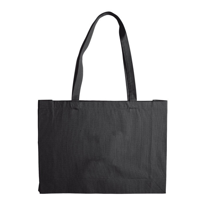 Bolsa de algodón con certificación OEKO-TEX de colores 280 g/m2 color negro segunda vista Bolsa de algodón con certificación OEKO-TEX de colores 280 g/m2 color negro segunda vista