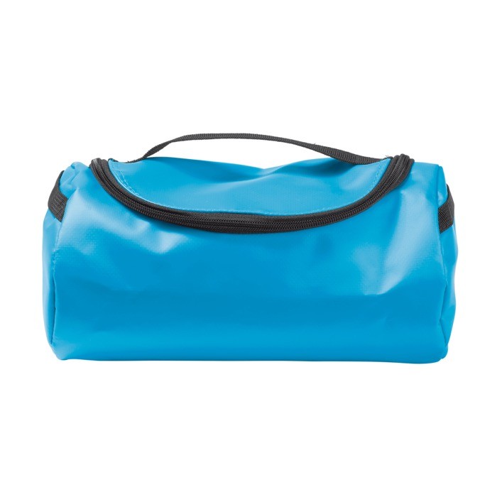 Bolsa de aseo con varios compartimientos en el interior color azul claro segunda vista