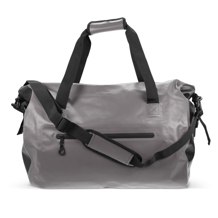 Bolsa de deporte impermeable con doble asa y capacidad de 40L color gris oscuro segunda vista