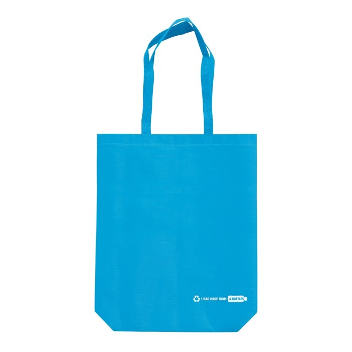 Bolsa ecológica hecha de RPET con asas largas a juego 100 g/m2 color azul segunda vista Bolsa ecológica hecha de RPET con asas largas a juego 100 g/m2 color azul segunda vista