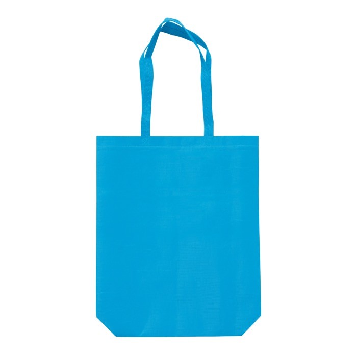 Bolsa ecológica hecha de RPET con asas largas a juego 100 g/m2 color azul tercera vista Bolsa ecológica hecha de RPET con asas largas a juego 100 g/m2 color azul tercera vista
