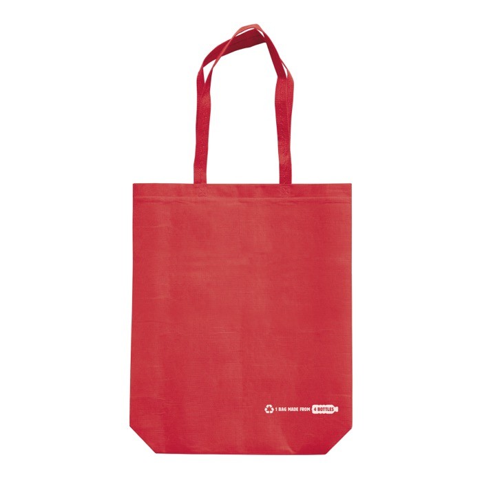 Bolsa ecológica hecha de RPET con asas largas a juego 100 g/m2 color rojo segunda vista Bolsa ecológica hecha de RPET con asas largas a juego 100 g/m2 color rojo segunda vista