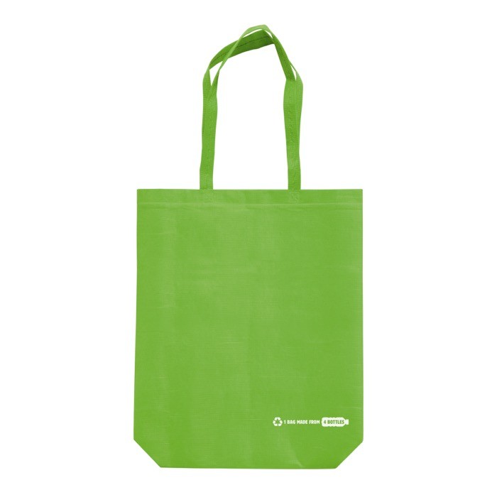 Bolsa ecológica hecha de RPET con asas largas a juego 100 g/m2 color verde lima segunda vista Bolsa ecológica hecha de RPET con asas largas a juego 100 g/m2 color verde lima segunda vista