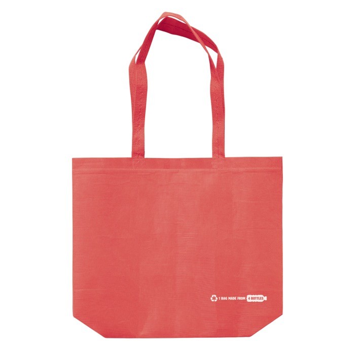Bolsa ecológica hecha de RPET con fuelle extra y asas a juego 100 g/m2 color rojo segunda vista Bolsa ecológica hecha de RPET con fuelle extra y asas a juego 100 g/m2 color rojo segunda vista